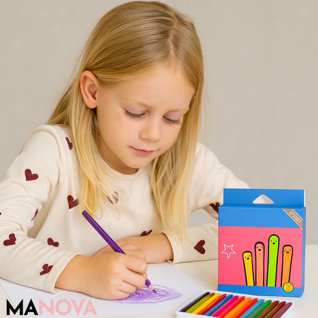 CleanColor | Set 24 stuks Afwasbare Kleurpotloden Zonder Vlekken | 50% KORTING