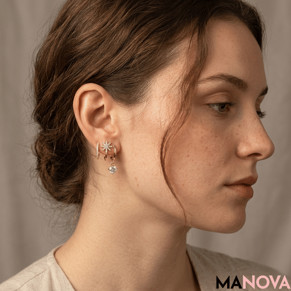 Aurora — Multi-Rij Sprankelende Oorbellen Set | 10 euro KORTING