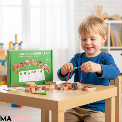 MiniMondo – Houten Rijgspel Rups | 50% KORTING