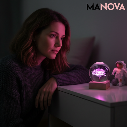 GalaxyGlow – 3D Kristallen Bol Nachtlamp & Decoratieve Lamp | 50% KORTING