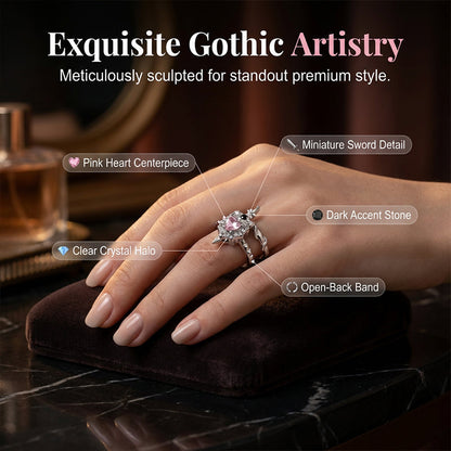 Jina – Gotische Romantische Hartenring met Verstelbare Band