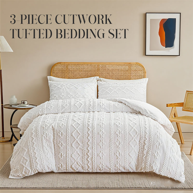 LuxeLoom Cutwork Zacht Pluizend Beddengoed Set — Zachtheid die Verzacht