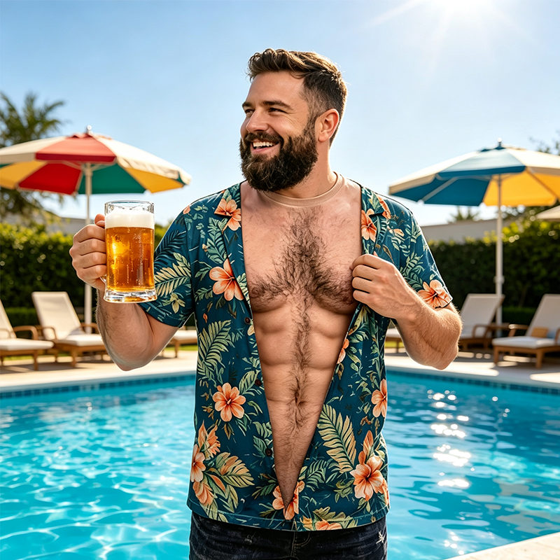 Jerry – Grappig 3D T-shirt met harige borst en ademende pasvorm