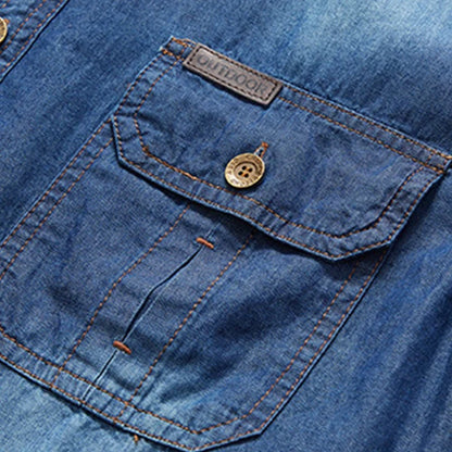 Nathan – Heren overhemd met korte mouwen van denim en ademend comfort