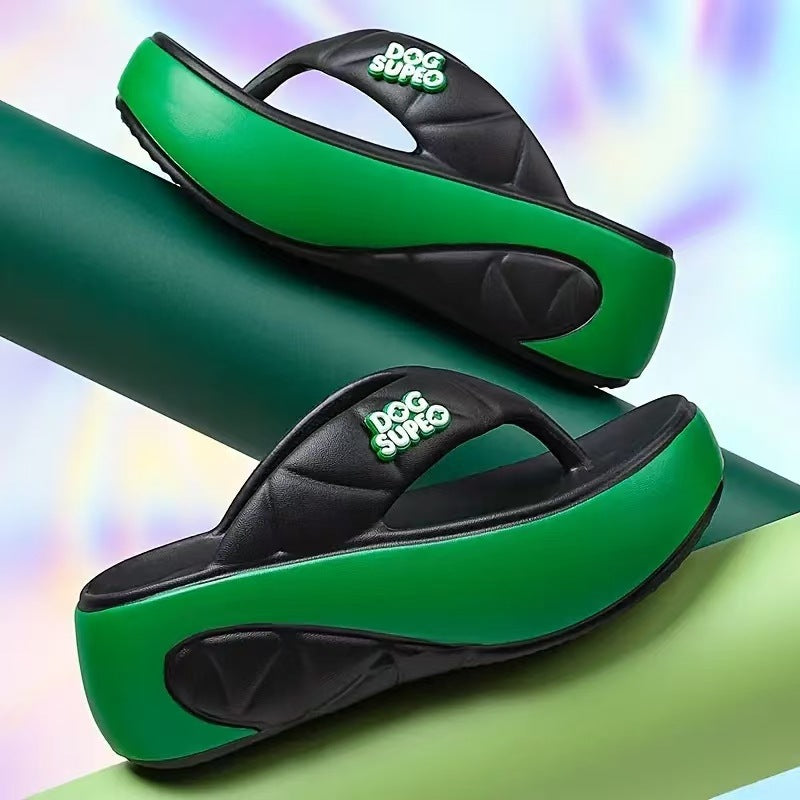 Mila – Gedurfde Gekleurde Plateau Teenslippers met Comfortabele Voering