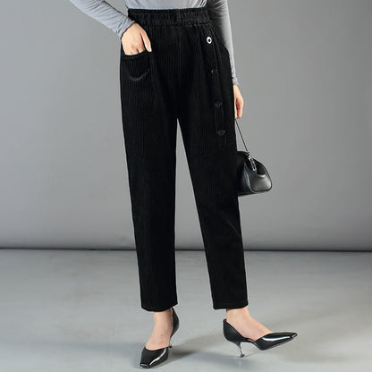 Carol - Dames corduroy broek met hoge taille