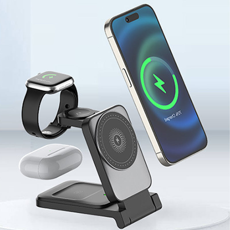 Voltiva 3-in-1 Opvouwbare Draadloze Power Hub – Moeiteloze Stroomvoorziening voor Alle Apparaten