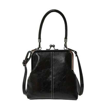 Alicia – PU Leren Handtas met Kiss Lock Sluiting in Vintage Stijl
