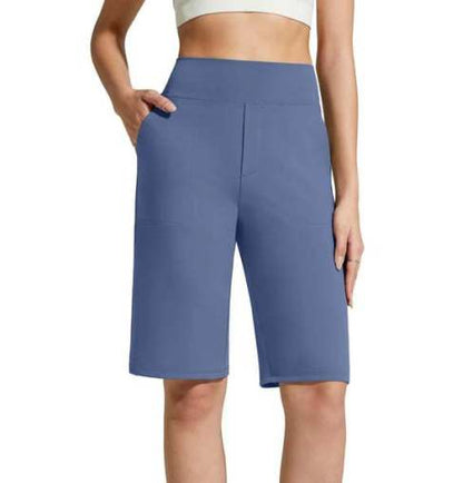 Nina — Dames High Waist Stretch Shorts met Diepe Zakjes
