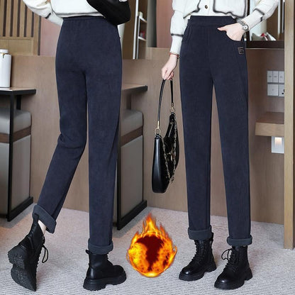 Home – Hoge taille ribbroek met fleecevoering voor een gezellige stijl