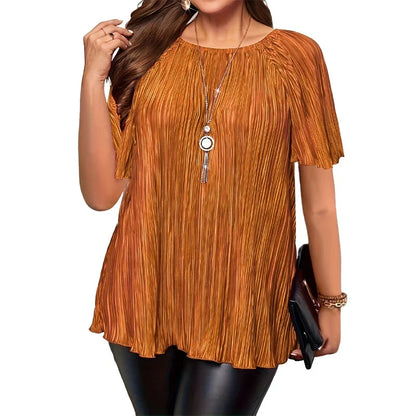 Maria – Plissé blouse in grote maten met stretchstof