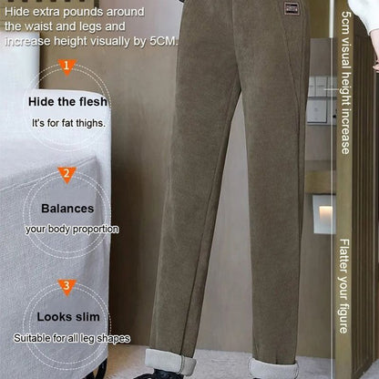 Home – Hoge taille ribbroek met fleecevoering voor een gezellige stijl