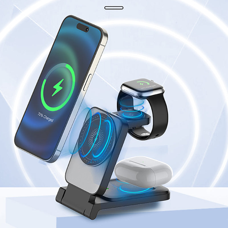 Voltiva 3-in-1 Opvouwbare Draadloze Power Hub – Moeiteloze Stroomvoorziening voor Alle Apparaten