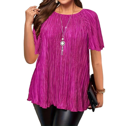 Maria – Plissé blouse in grote maten met stretchstof