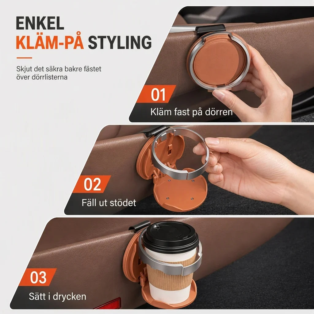 VersaGrip Opvouwbare Drinkhouder voor Autodeuren – Beveilig Dranken, Stressvrij