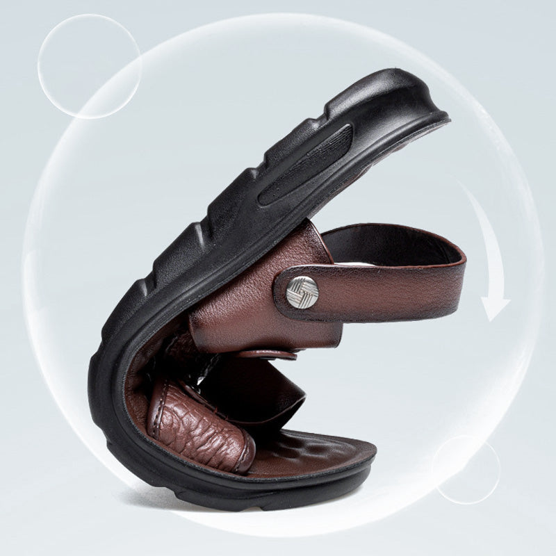 Noah – Heren leren sandalen met massage voetbed