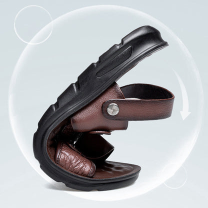 Noah – Heren leren sandalen met massage voetbed