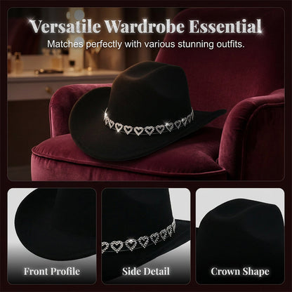Amelia — Elegante Fedora Hoed met Hart van Strassstenen