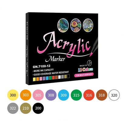 ArtFlow - 12-delige acrylmarkerset | 50% KORTING