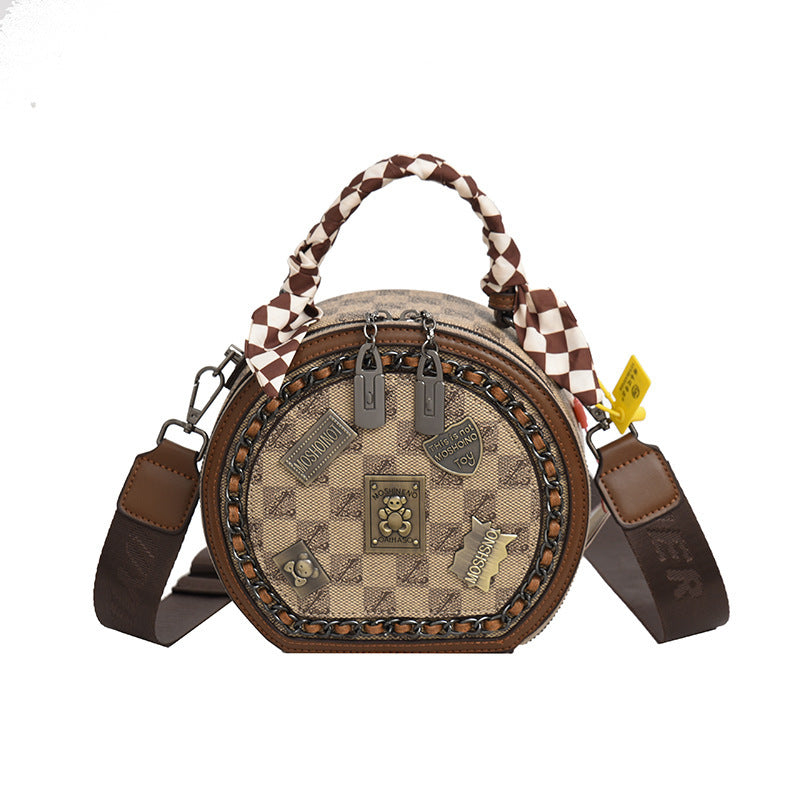 Retro draagtas met badgeprint