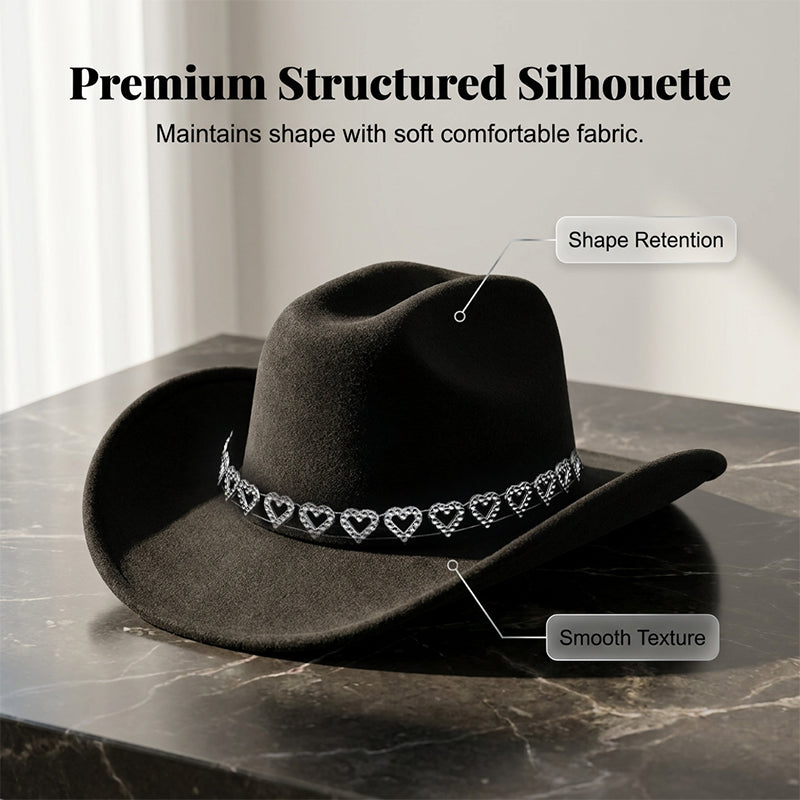 Amelia — Elegante Fedora Hoed met Hart van Strassstenen
