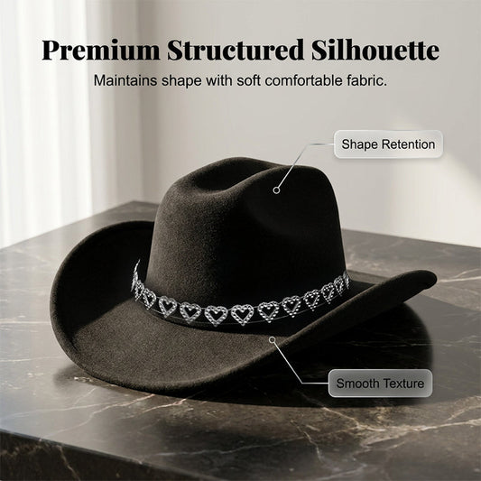 Amelia — Elegante Fedora Hoed met Hart van Strassstenen