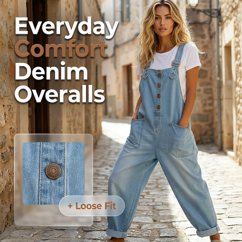 Maria – Denim tuinbroek met casual pasvorm en verstelbare gespen