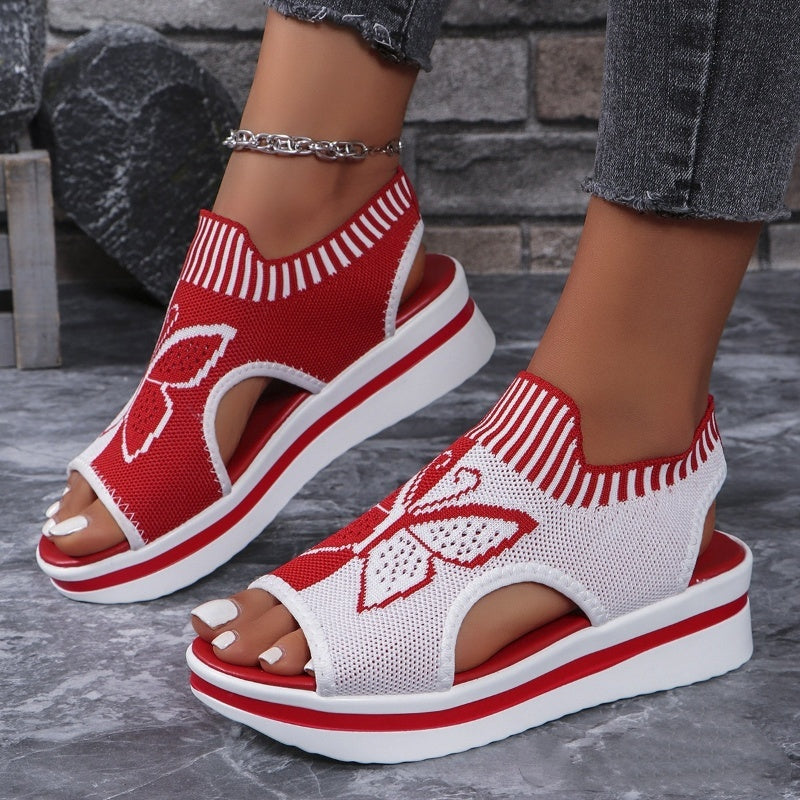 Mia – Dames Ademend Peeptoe Plateau Slippers