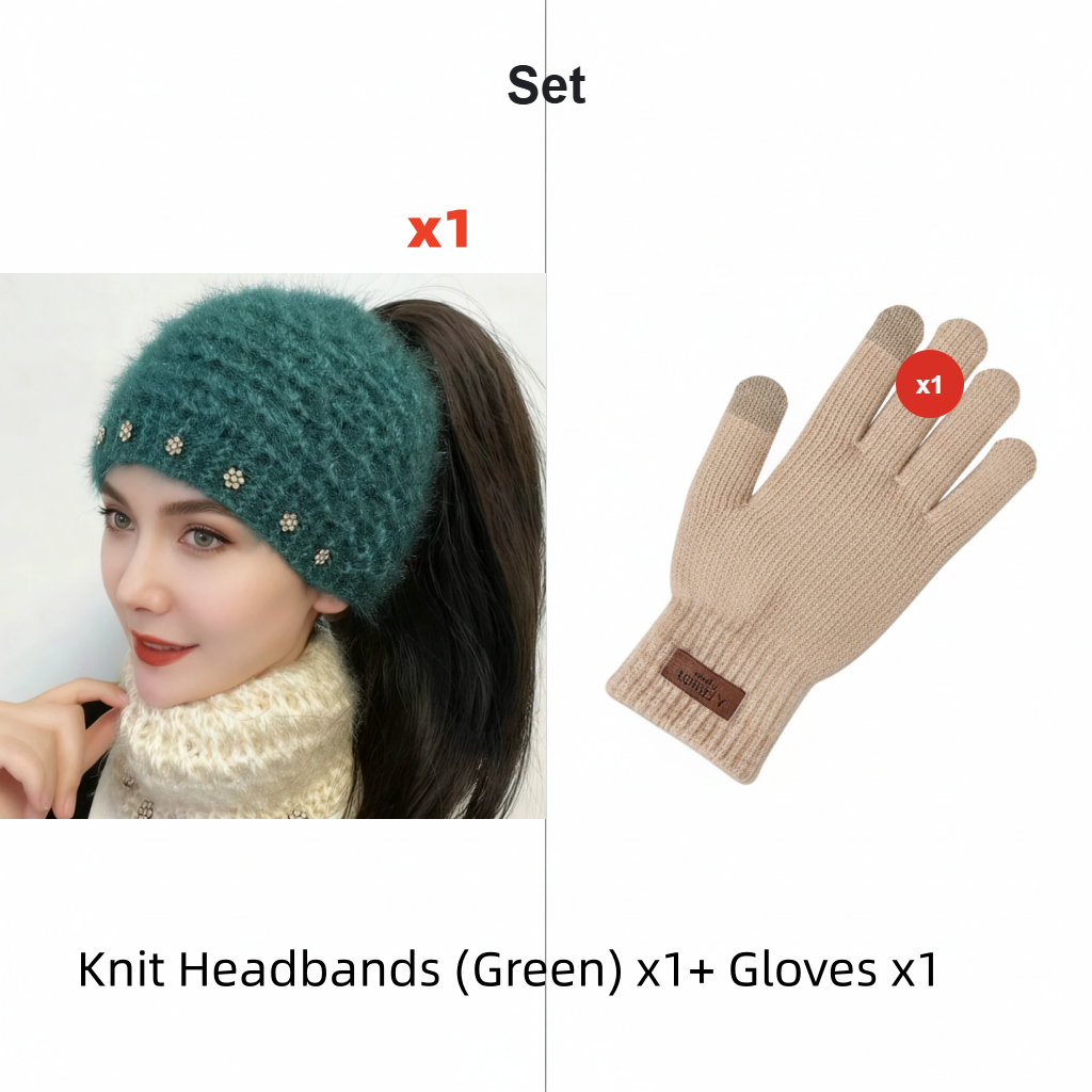 Grace – Gezellig gebreide hoofdband met bloemmotief en open bovenkant ontwerp