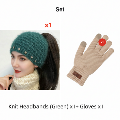 Grace – Gezellig gebreide hoofdband met bloemmotief en open bovenkant ontwerp