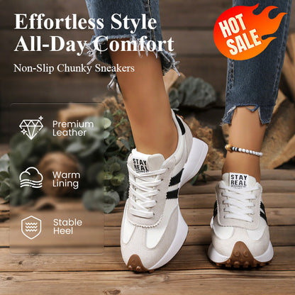 Ava – Dames Vintage-Inspiratie Chunky Sneakers met 4 cm Hoogte