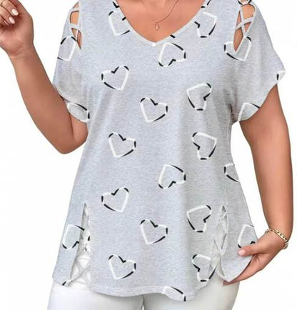 Mia – Dames ademend T-shirt met veterdetails aan de zijkanten