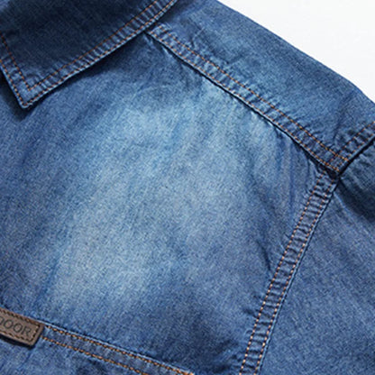 Nathan – Heren overhemd met korte mouwen van denim en ademend comfort