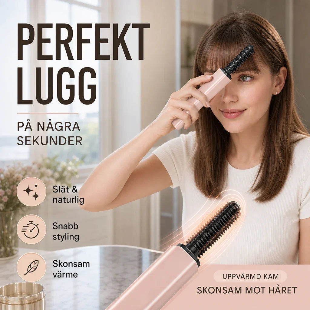 LuxeTrim verwarmde kam — gladde pony, zelfverzekerde jij