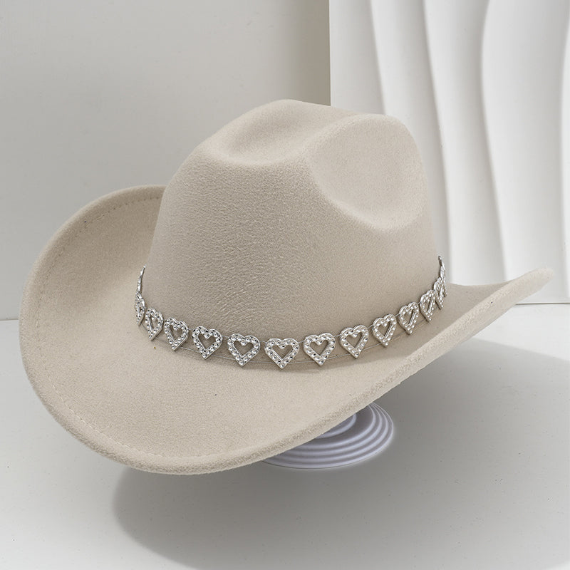 Amelia — Elegante Fedora Hoed met Hart van Strassstenen