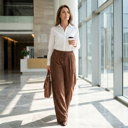 Mila — Wijde Corduroy Broek | 50% KORTING