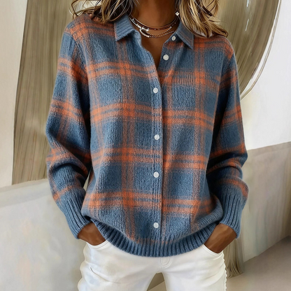 Abby – Dames Gebreid Vest met Geruit Patroon en Gezellig Comfort