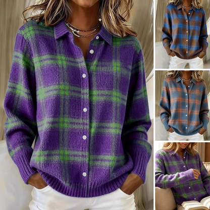Abby – Dames Gebreid Vest met Geruit Patroon en Gezellig Comfort