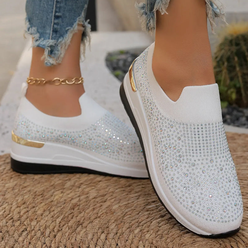 Luna – Ademend Instapsneakers met Strass Steentjes Accenten