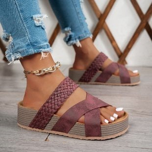 Heidi – Dames Sandalen met Lage Sleehak van PU voor Comfort de Hele Dag