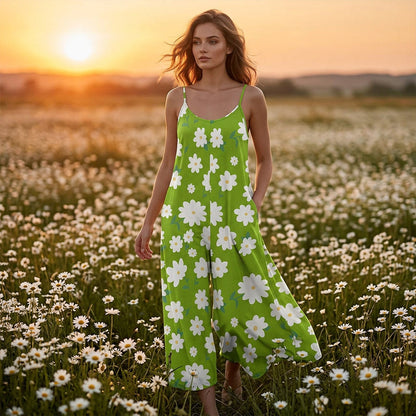 Leonie – Bloemenprint Jumpsuit met Zakken en Wijde Pijpenabschluitsels