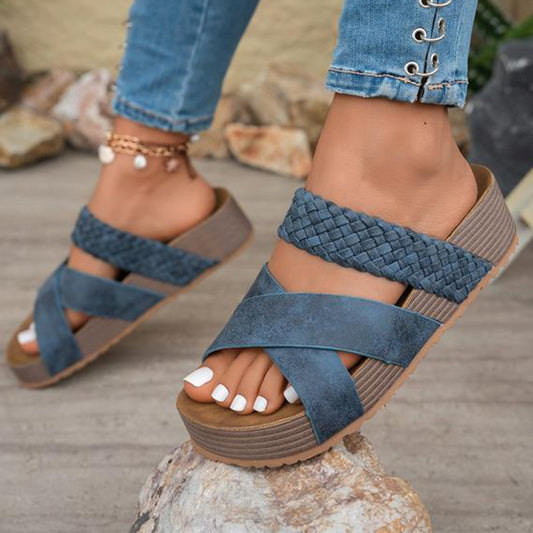 Heidi – Dames Sandalen met Lage Sleehak van PU voor Comfort de Hele Dag