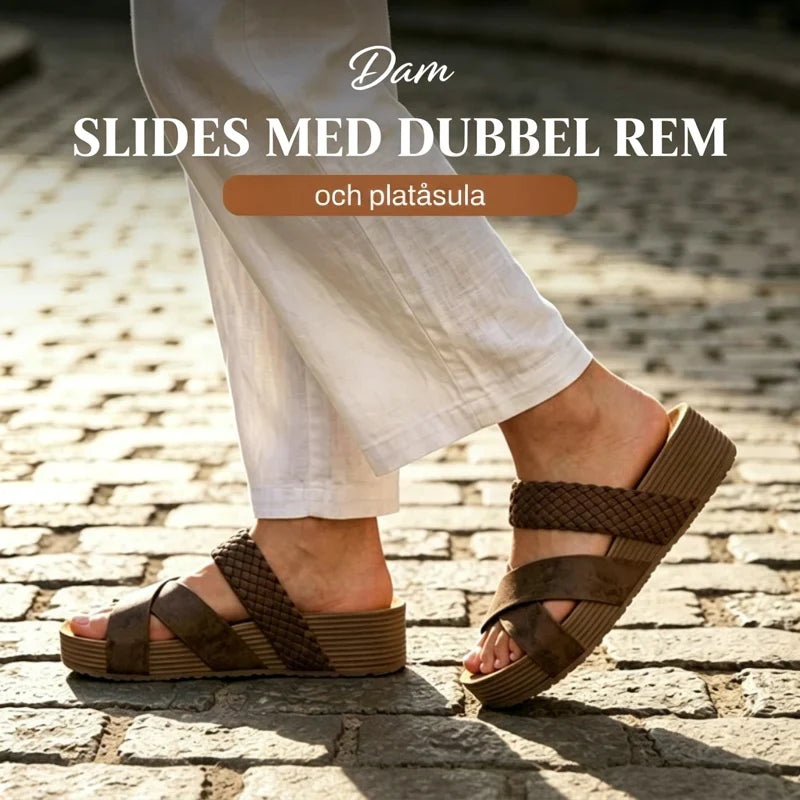 Heidi — Stijlvolle sleehak sandalen met dubbele bandjes en enkelarmbandje