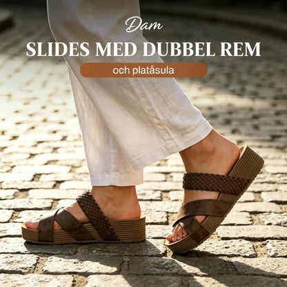 Heidi — Stijlvolle sleehak sandalen met dubbele bandjes en enkelarmbandje