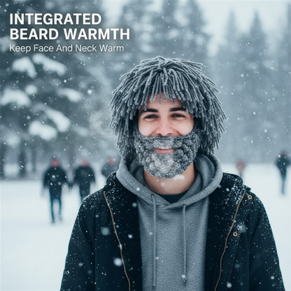 Ronan – Gebreide Muts met Pruik en Baard voor Warmte en Stijl