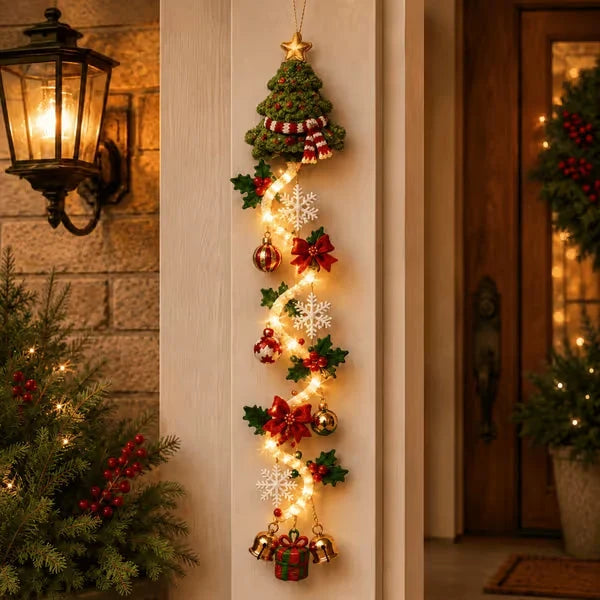 LuminaFest kerstdeurbekleding — warme gloed, instant magie