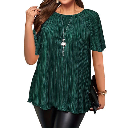 Maria – Plissé blouse in grote maten met stretchstof