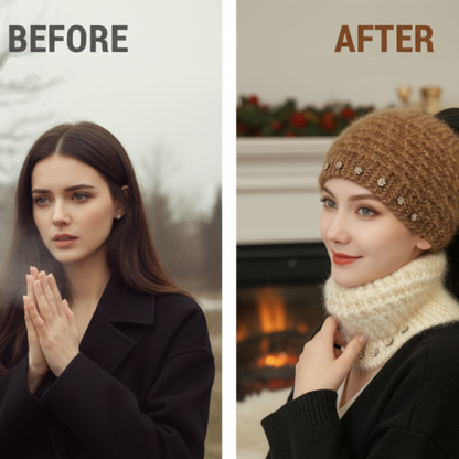 Grace – Gezellig gebreide hoofdband met bloemmotief en open bovenkant ontwerp