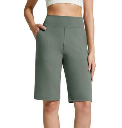 Nina — Dames High Waist Stretch Shorts met Diepe Zakjes
