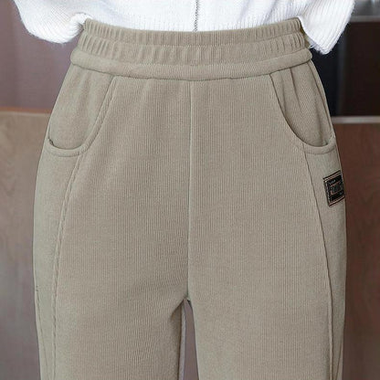 Home – Hoge taille ribbroek met fleecevoering voor een gezellige stijl